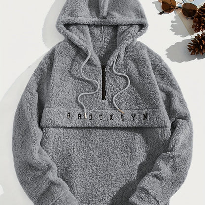 Men’s Plush Fleece Hoodie – Half-Zip “Brooklyn” Winter Pullover