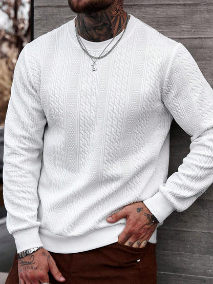 Sweat à capuche jacquard col rond homme – Haut léger coupe ample