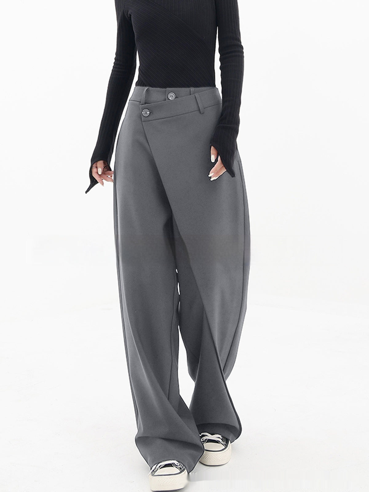 Loom & Soul™ Irregular Wide-Leg Pants – Women’s High-Waist Loose Trousers
