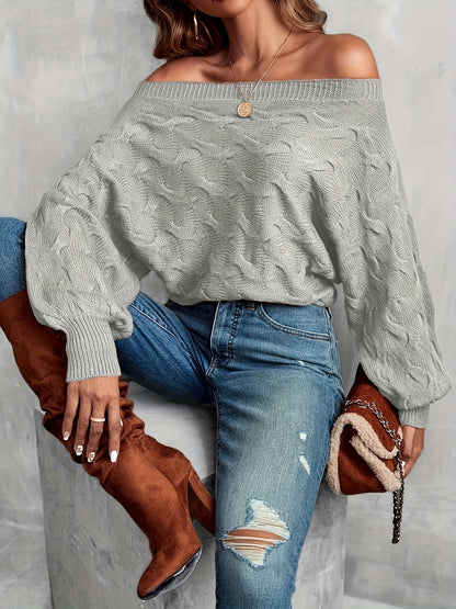 Women’s Off-Shoulder Batwing Sweater – Relaxed All-Season Knit