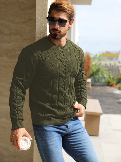 Men’s Striped Knit Sweater – Soft Crewneck Ribbed Trim Pullover