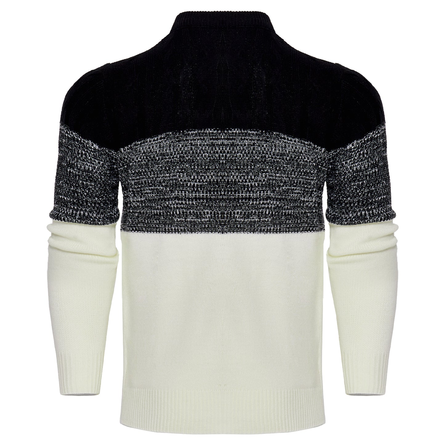 Suéter de punto trenzado a bloques de color para hombre – Jersey de manga larga