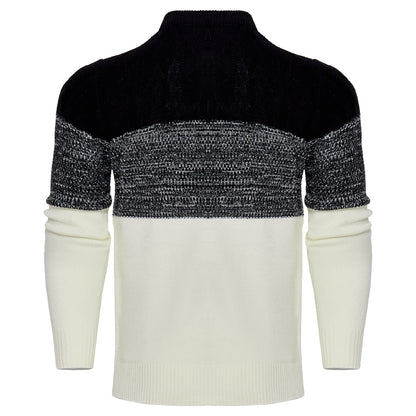 Suéter de punto trenzado a bloques de color para hombre – Jersey de manga larga