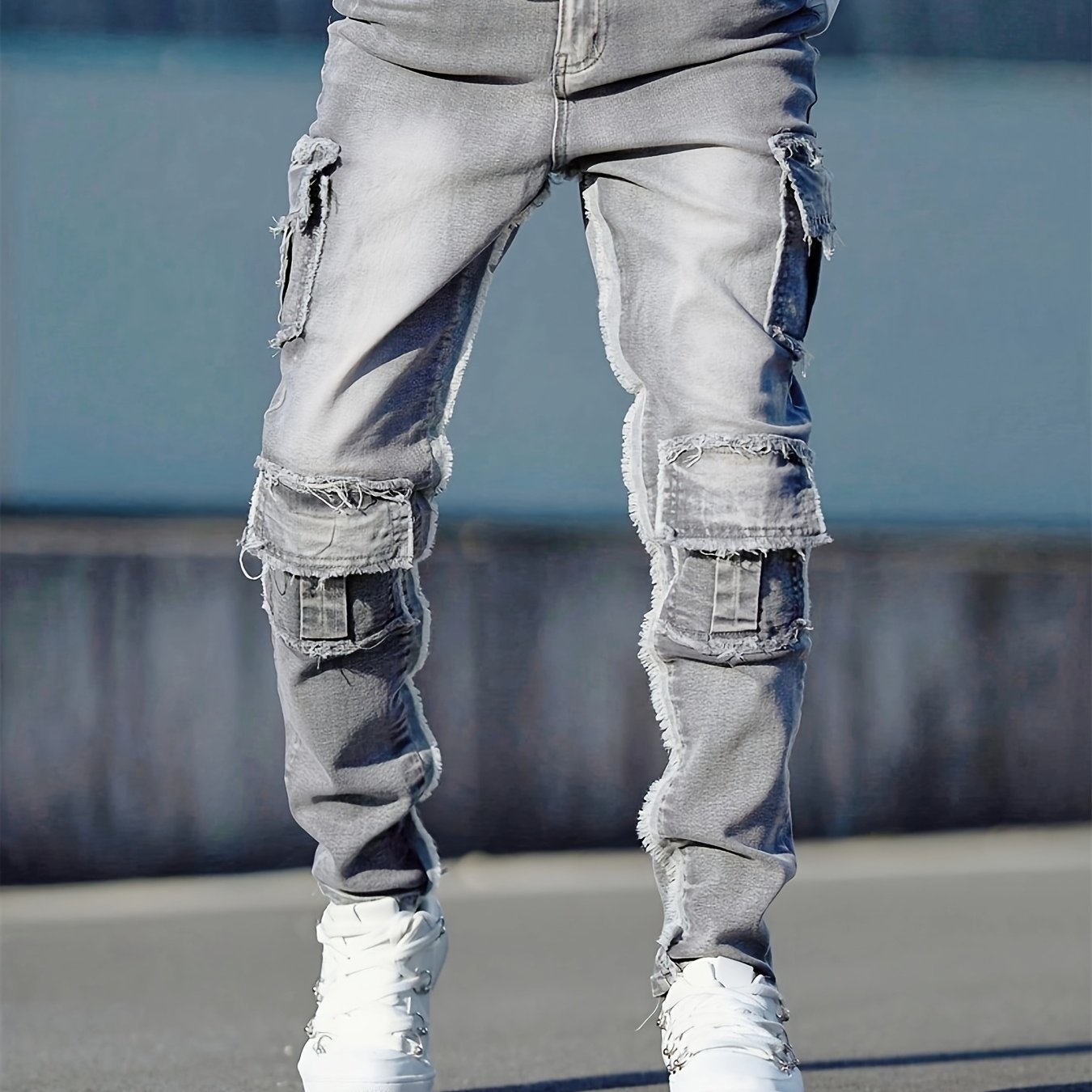 Jean cargo slim pour homme – Denim multipoche style streetwear