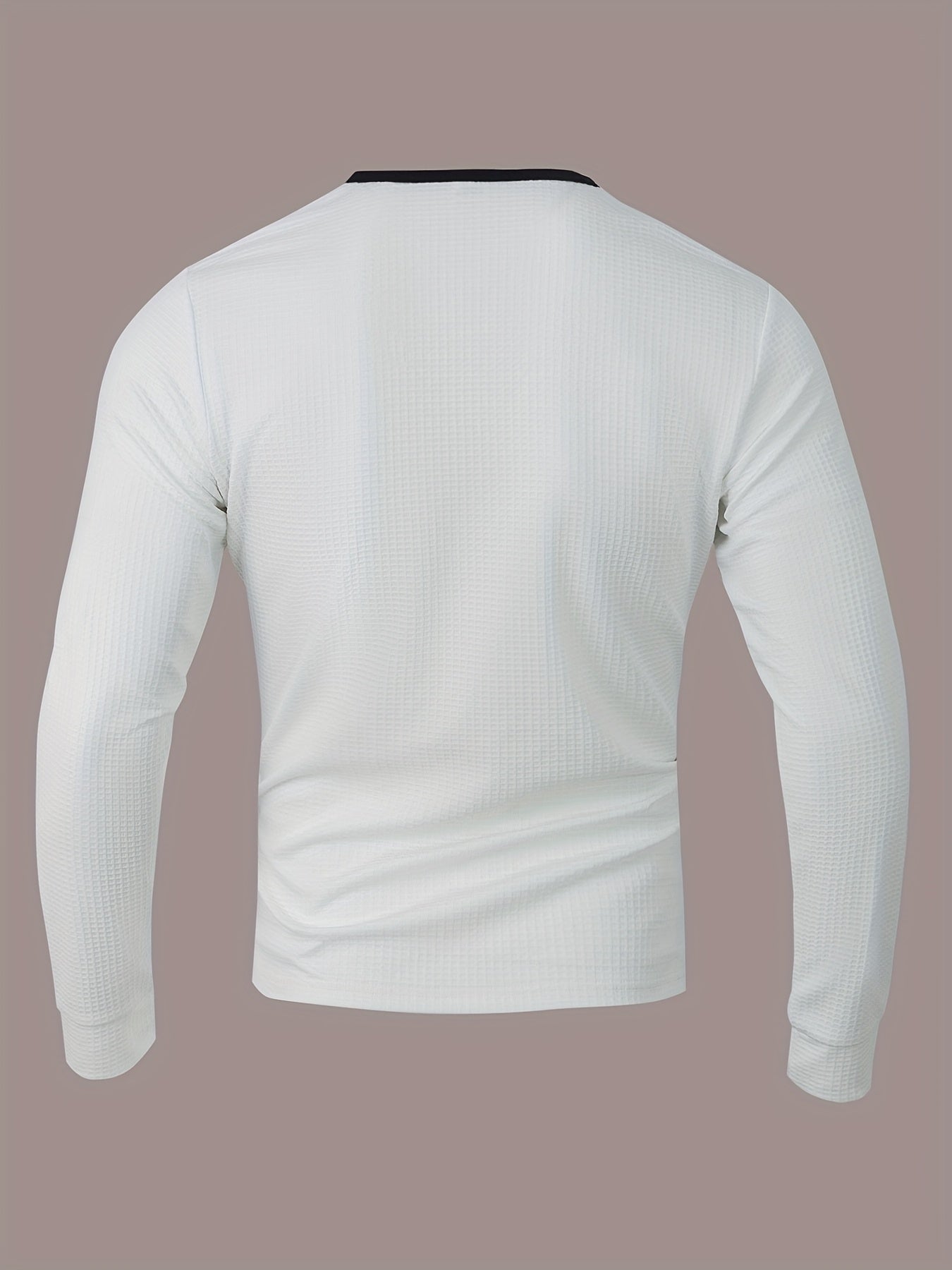 Men’s Waffle Henley Shirt – White & Black All-Season Button Top