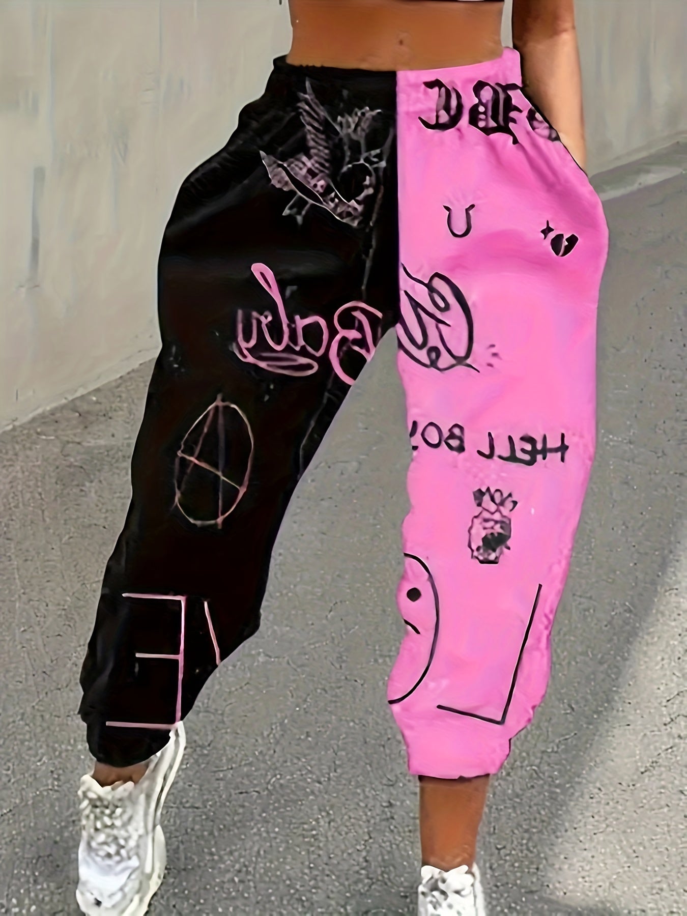 Women’s Color-Block Jogger Pants – Loose-Fit Casual Streetwear