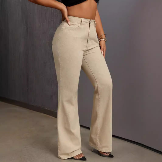 Women’s Floor-Sweeping Pull-On Jeans – Mid Rise Street Denim