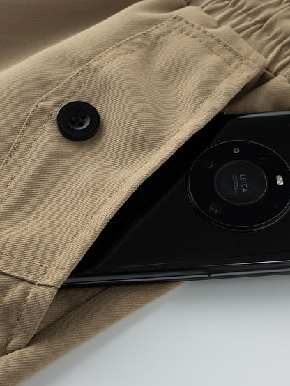 Men’s Olive Cargo Pants – Multi-Pocket Drawstring Utility Trousers