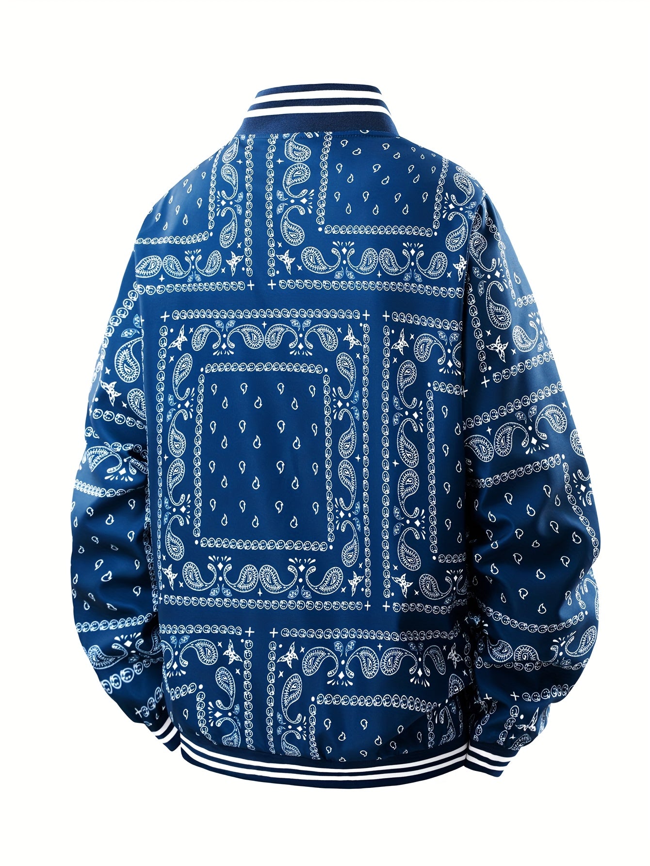 Men’s Paisley Bomber Jacket – Vintage Stand Collar Casual Outerwear