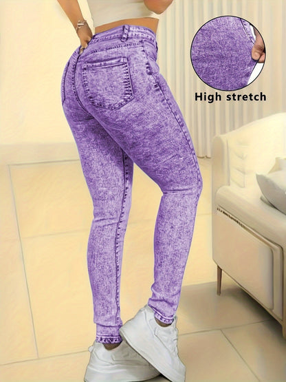 Jeans moulant taille haute flocon de neige – Coupe 9/10 extensible