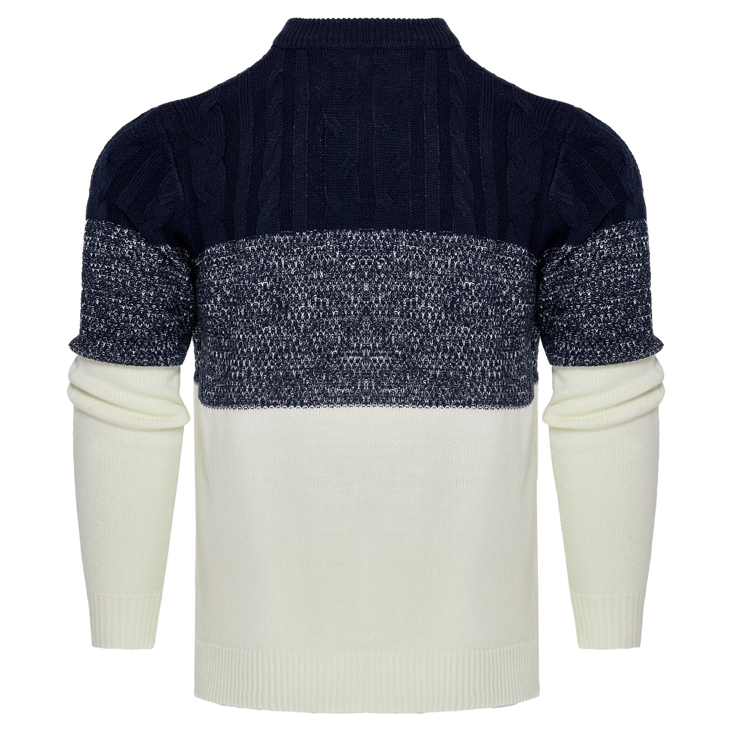 Suéter de punto trenzado a bloques de color para hombre – Jersey de manga larga