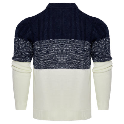Suéter de punto trenzado a bloques de color para hombre – Jersey de manga larga