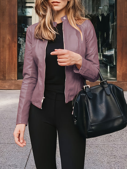 Blouson motard en similicuir – Coupe ajustée, style motard zippé