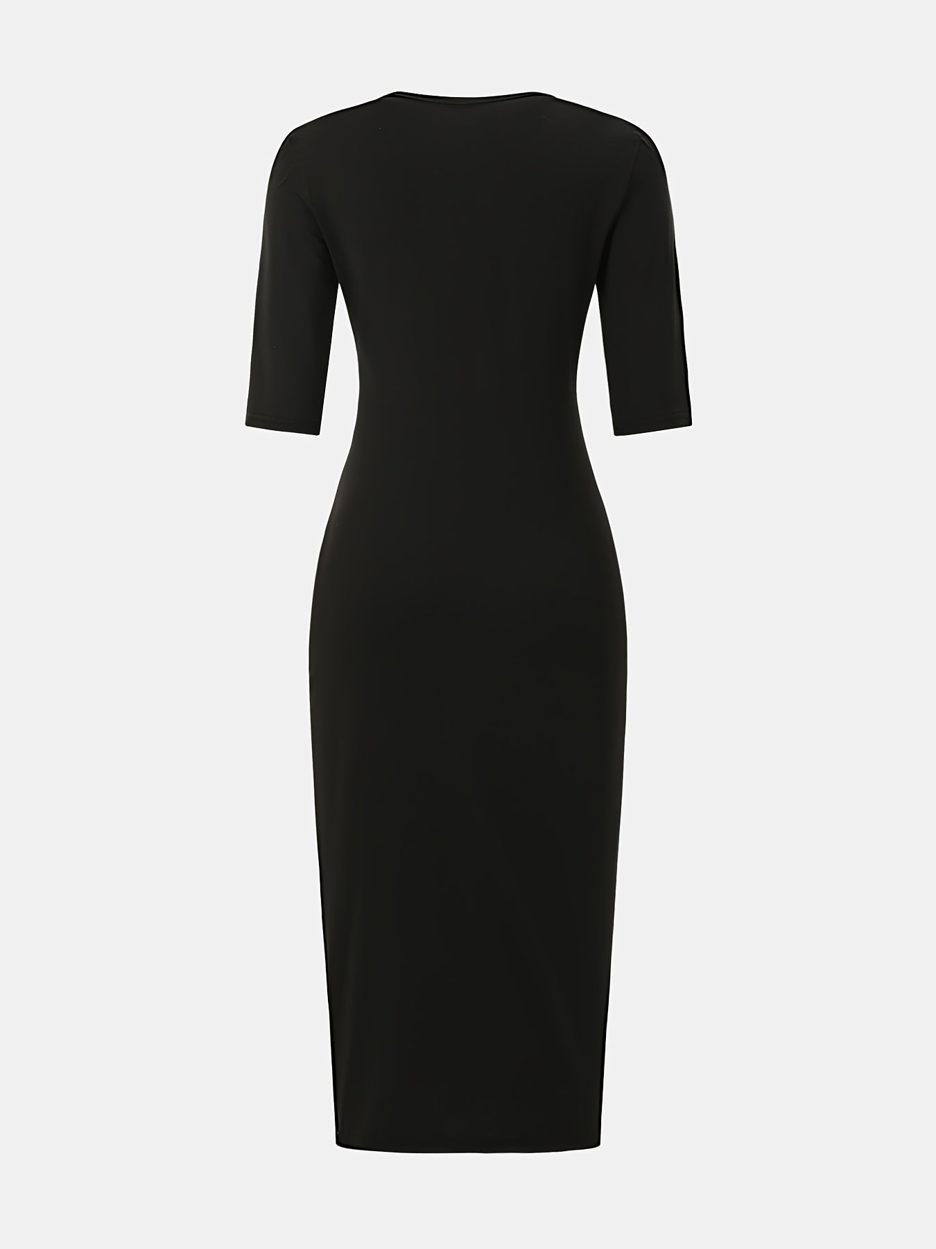 Boat Neck Bodycon Midi Dress – Elegant Slim Fit Short Sleeve Dress