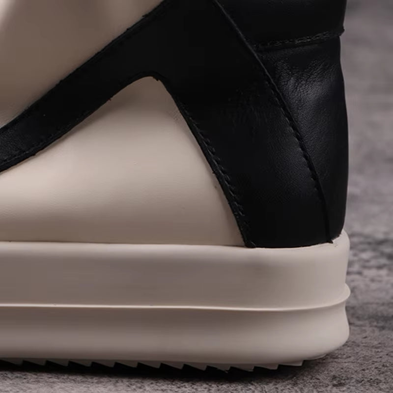 Men'S Casual Shoes Leather Shoes for Women Inverted Triangle Design Women'S Sneakers Lace-Up Patchwork Men'S Shoes