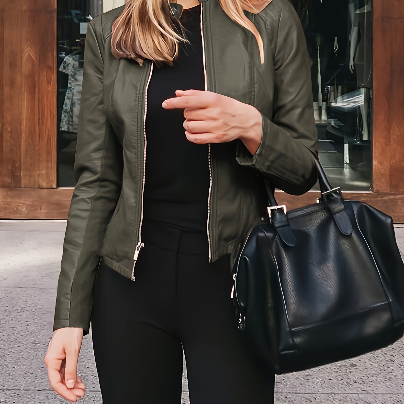 Blouson motard en similicuir – Coupe ajustée, style motard zippé