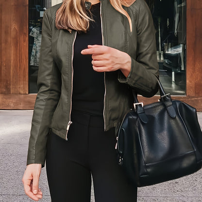 Blouson motard en similicuir – Coupe ajustée, style motard zippé