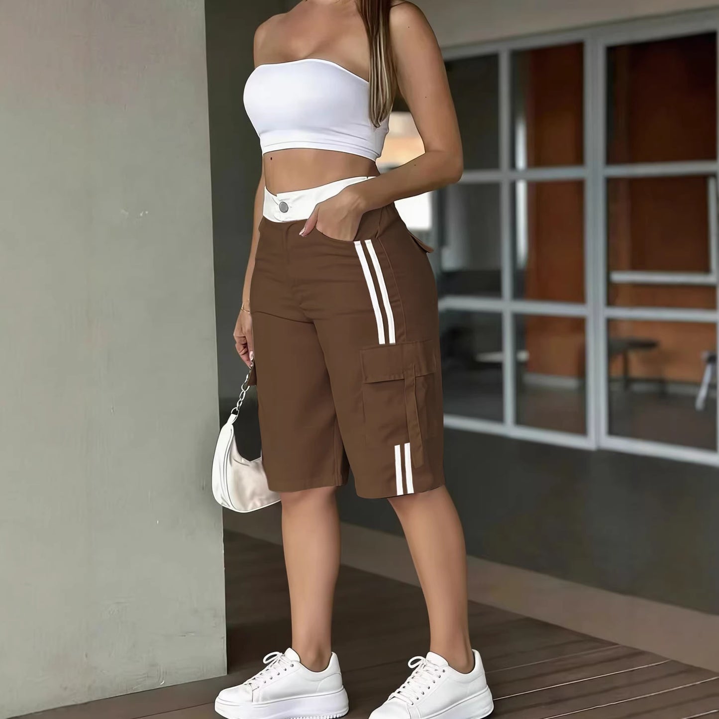 Women’s Cropped High-Waist Pants – European Casual Fit