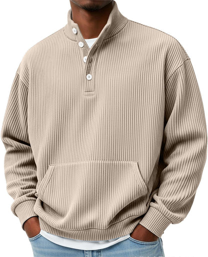 Sweat-shirt homme col roulé uni – Polo décontracté à manches longues