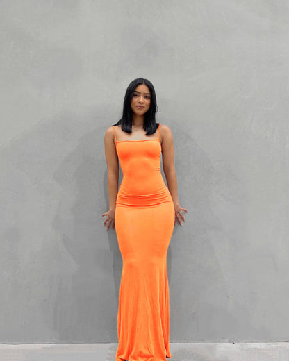 Vestido Largo Maxi A-Line sin Mangas – Vestido de Verano Minimalista de Cintura Alta