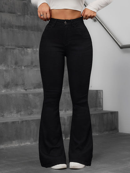 Jean flare taille haute stretch – Jean skinny sculptant preppy