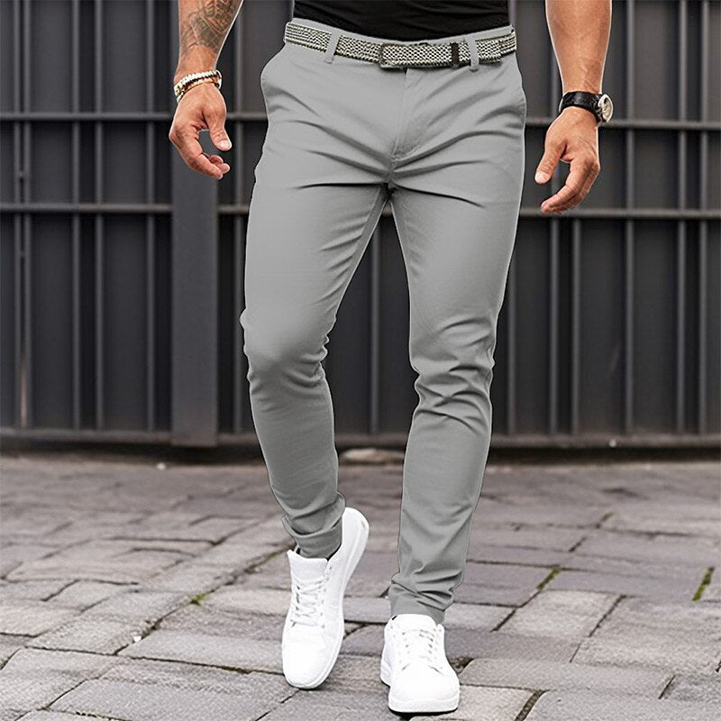 Pantalon Homme Coupe Slim Décontracté – Pantalon de Costume Extensible