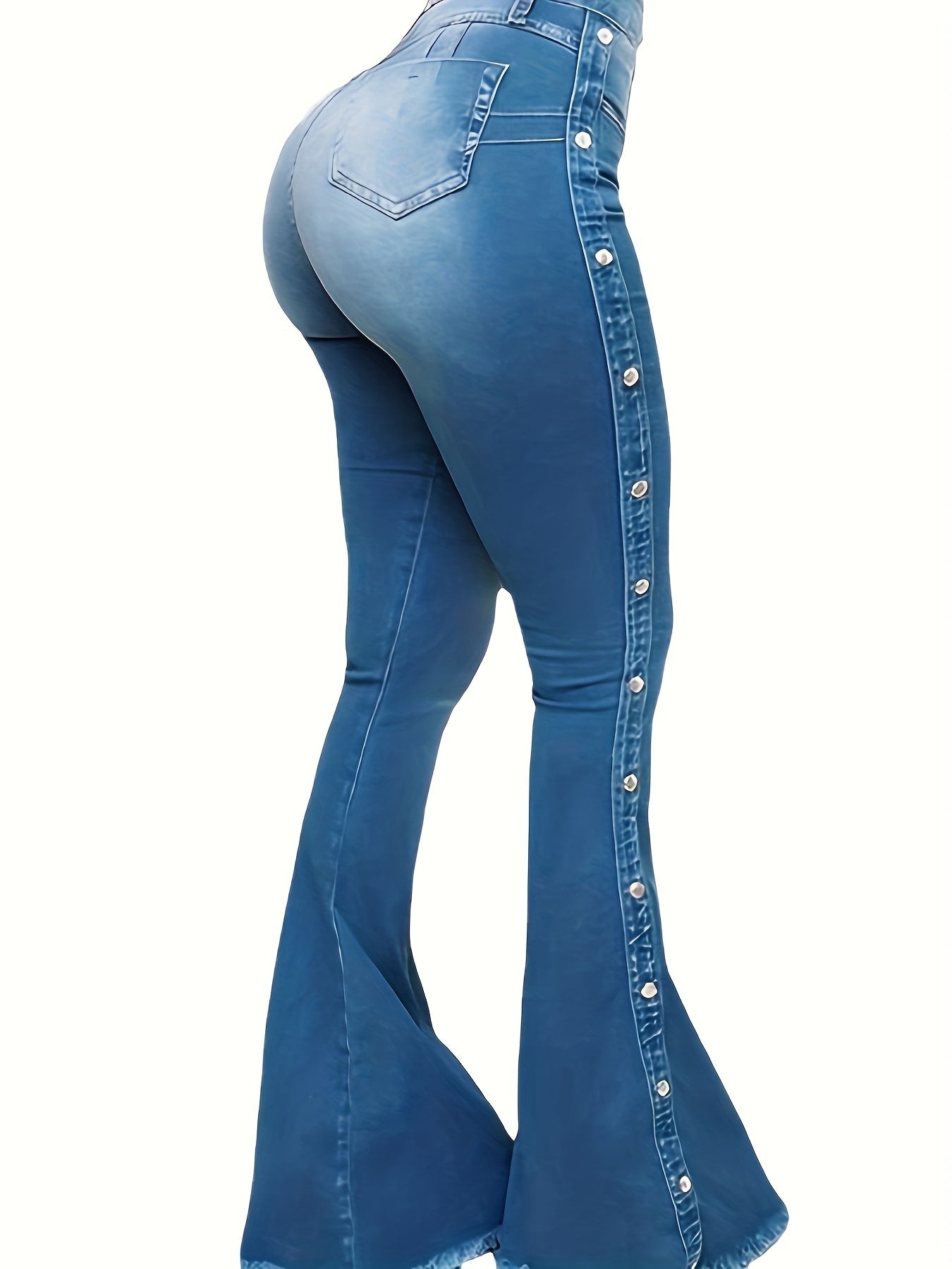 Vaqueros Acampanados de Tiro Alto para Mujer – Elegantes Jeans de Mezclilla Elásticos de Pierna Ancha