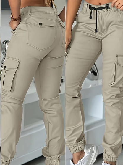 Women’s High-Waisted Cargo Pants – Elegant All-Season Work Trousers