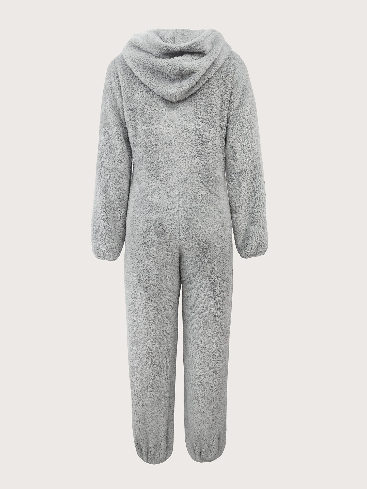 Fuzzy Zip-Up Hooded Jumpsuit – Women’s Warm Cozy One-Piece for Fall/Winter