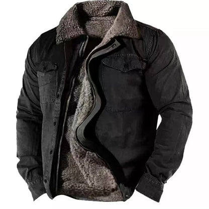 Veste en coton doublée polaire pour homme – Coupe ample décontractée avec fermeture éclair
