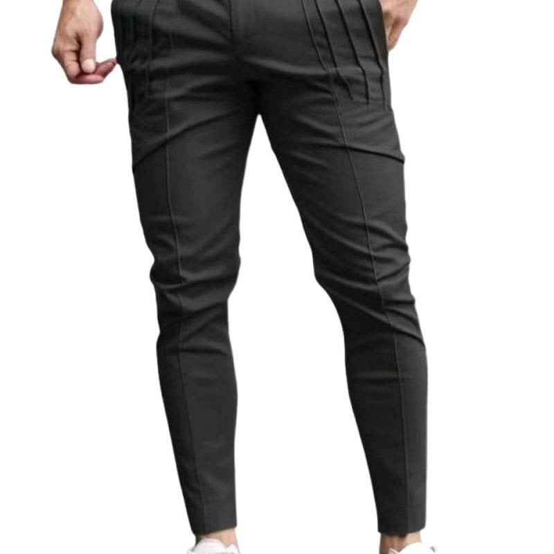 Pantalon habillé court coupe slim pour homme – Taille élastique décontractée doublé polaire