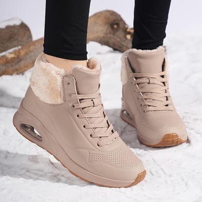 Women’s Fleece-Lined Mid-Calf Snow Boots – Air Cushion Warm Winter Shoes