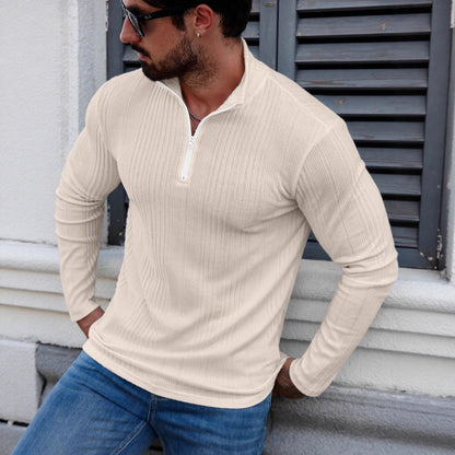 Sweat à capuche côtelé à col montant pour homme – Coupe ajustée et épaisse