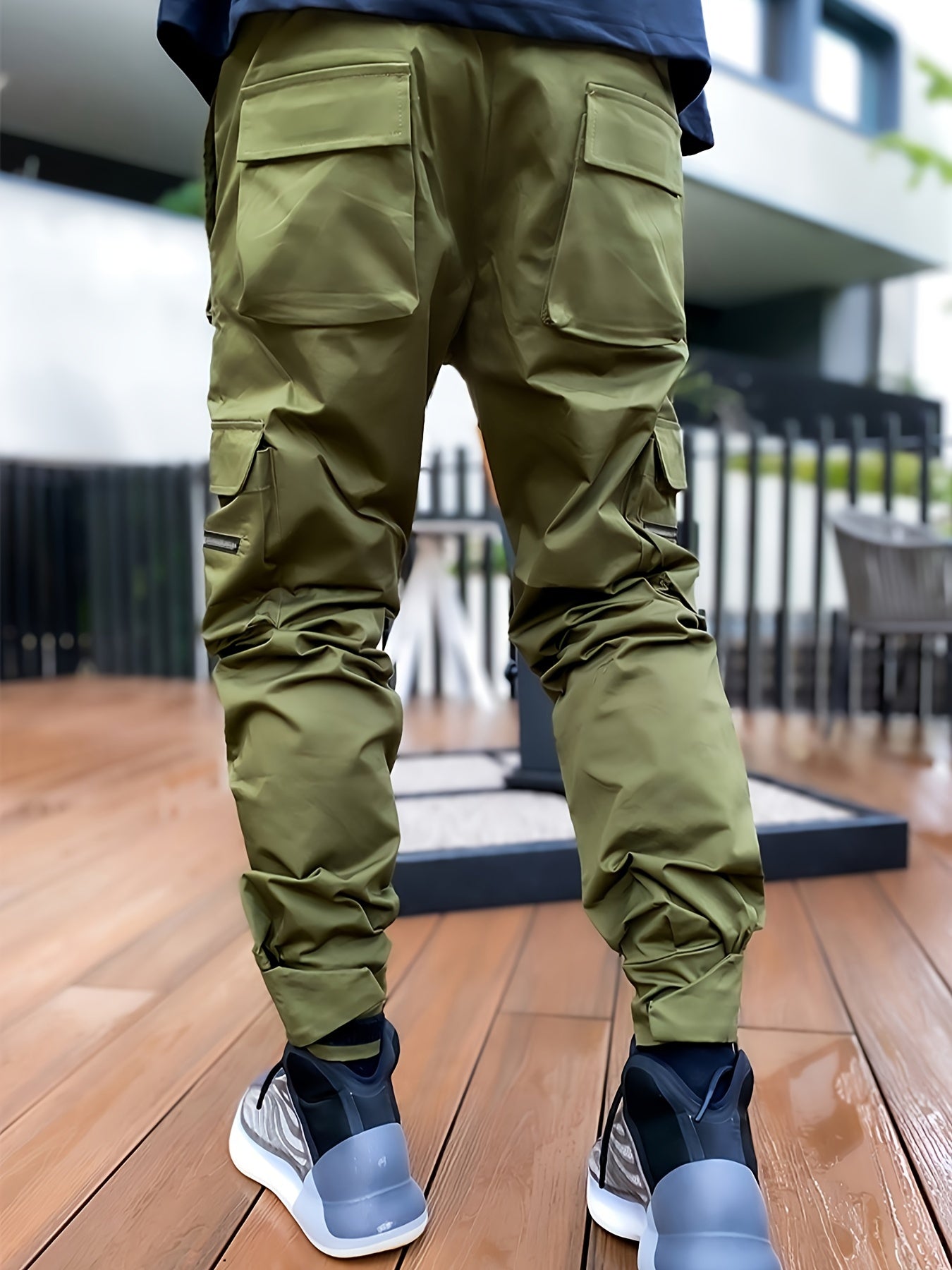 Men’s Reflective Cargo Pants – Loose-Fit Multi-Pocket Sports Trousers
