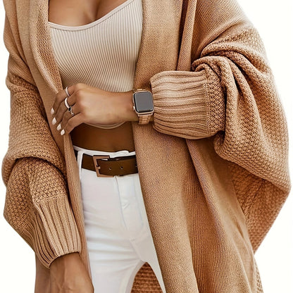 Women’s Oversized Knit Cardigan – Open Front Batwing Sleeve Sweater