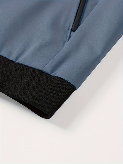 Men’s Letter Embroidered Bomber Jacket – Sporty Casual Streetwear