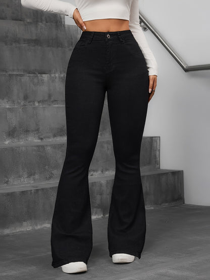 Jean flare taille haute stretch – Jean skinny sculptant preppy