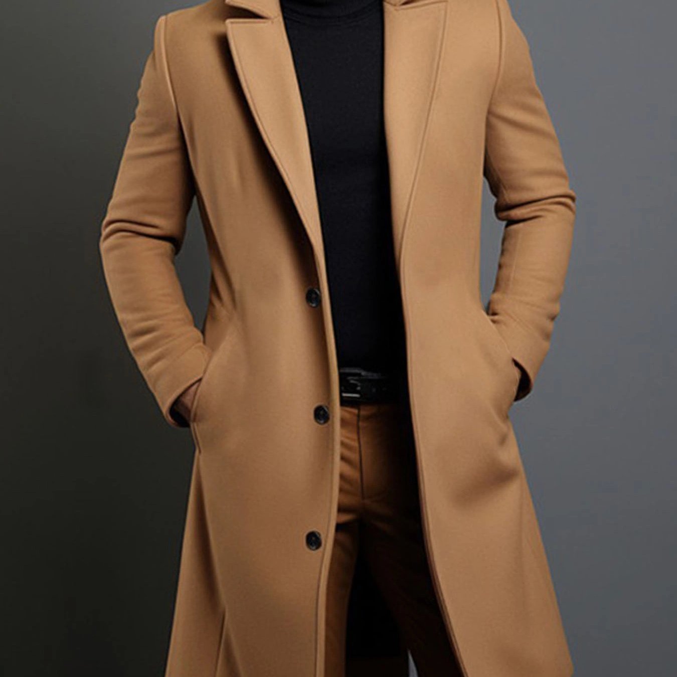 Manteau Classique à Revers pour Homme – Veste d'Hiver à Simple Boutonnage