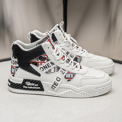 Men’s High-Top Skateboard Shoes – Trendy Casual Street Sneakers