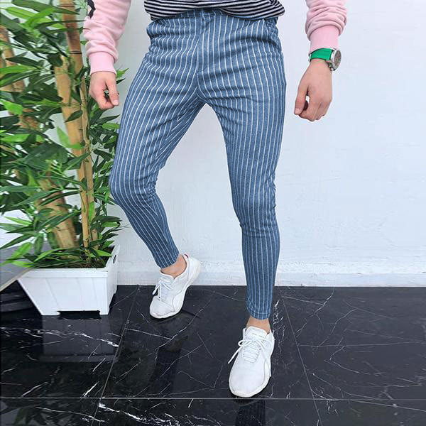 Loom & Soul European Striped Men’s Casual Pants – Slim-Fit Tapered Streetwear Trousers | Modern Minimalist Comfort Wear