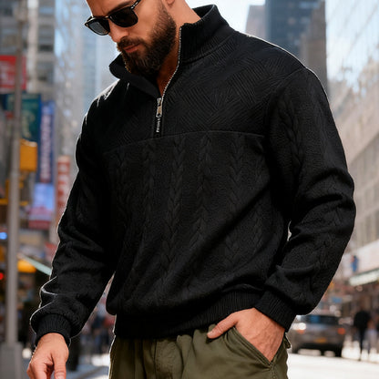 Sudadera con capucha y cremallera para hombre – Sudadera informal de corte holgado con cuello alto