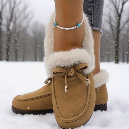 Mocasines de mujer con forro polar – Zapatos de invierno cálidos sin cordones