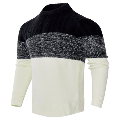 Suéter de punto trenzado a bloques de color para hombre – Jersey de manga larga