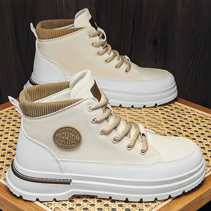 Men’s Green & White High-Top Sneakers – Lace-Up Streetwear Boots