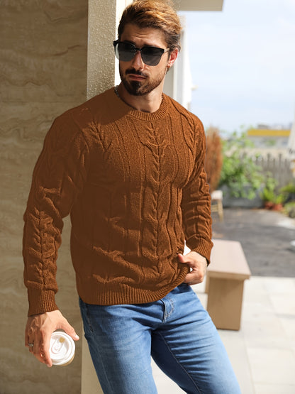 Men’s Striped Knit Sweater – Soft Crewneck Ribbed Trim Pullover