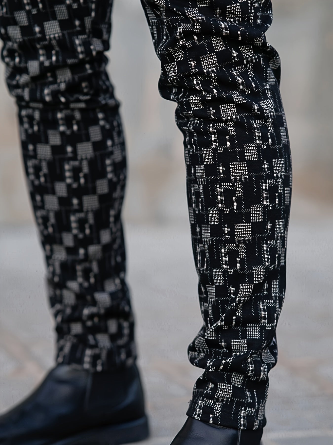 Men’s Slim-Fit Plaid Suit Pants – Tailored Stretch Dress Trousers