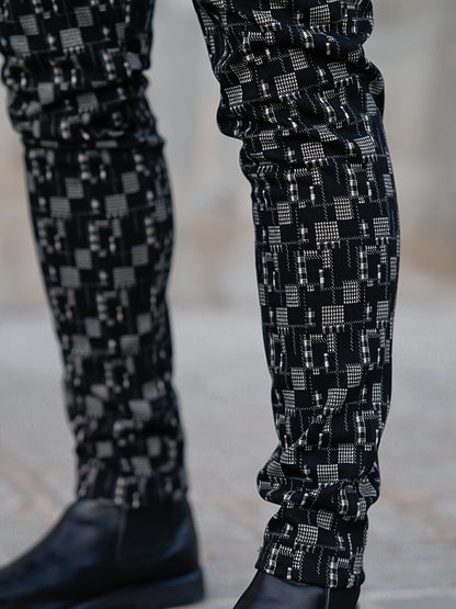 Men’s Slim-Fit Plaid Suit Pants – Tailored Stretch Dress Trousers