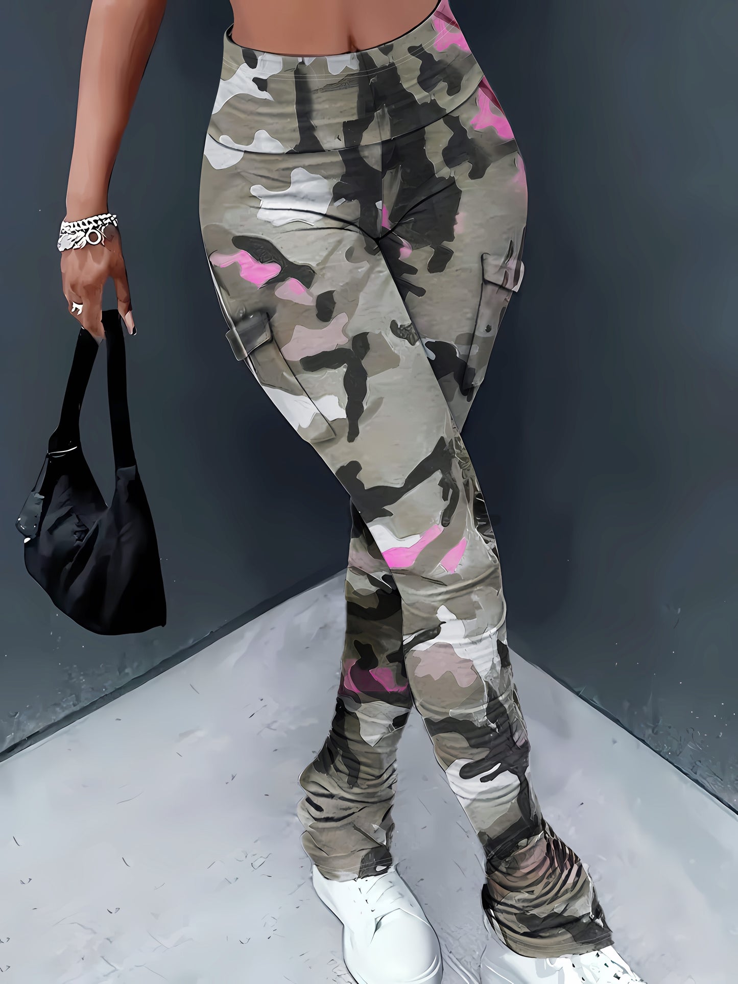 Women’s High-Waist Camo Leggings – Stretch Fit with Side Pockets