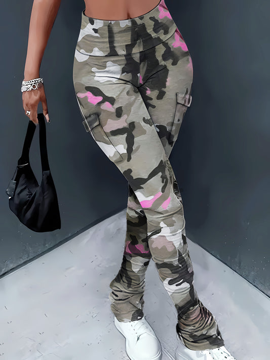 Women’s High-Waist Camo Leggings – Stretch Fit with Side Pockets