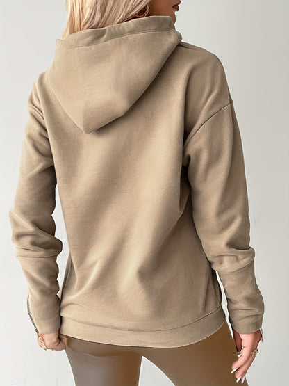 Women’s Fuzzy Pom-Pom Hoodie – Cozy Zip-Up Fall/Winter Pullover